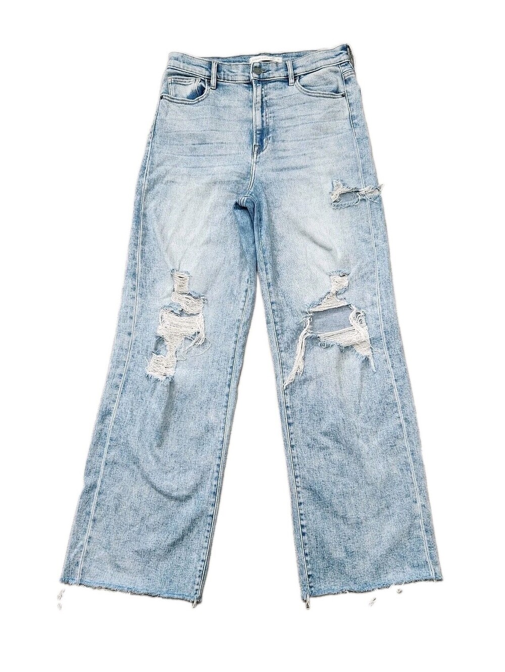 Altar'd State Wide Leg Jeans Waist 29 Distressed Light Wash Stretch